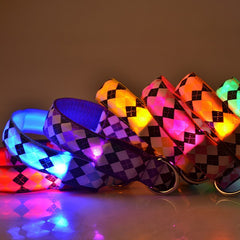 Rhombus Pattern Collar Light Night Up Nylon LED